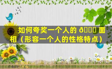 如何夸奖一个人的 🐈 面相（形容一个人的性格特点）